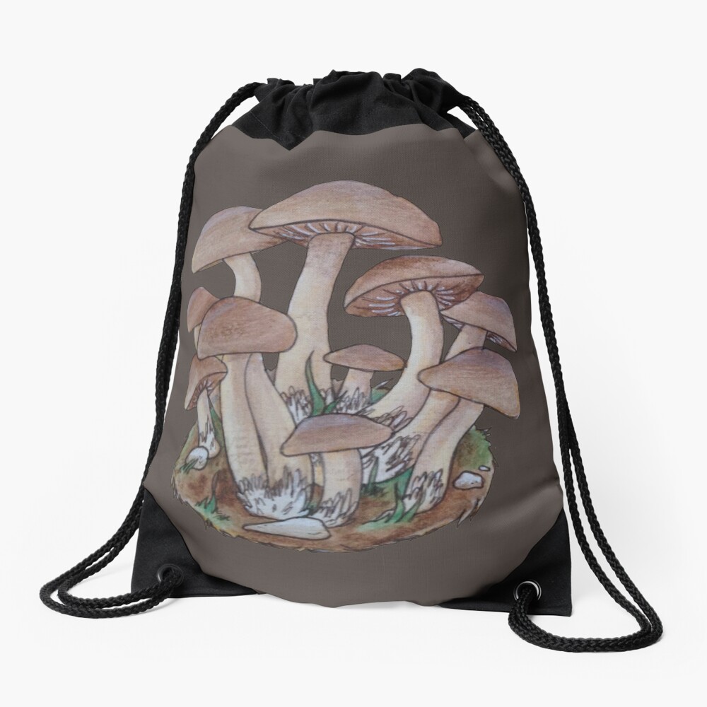 Mushroom Cluster Drawstring Bag
