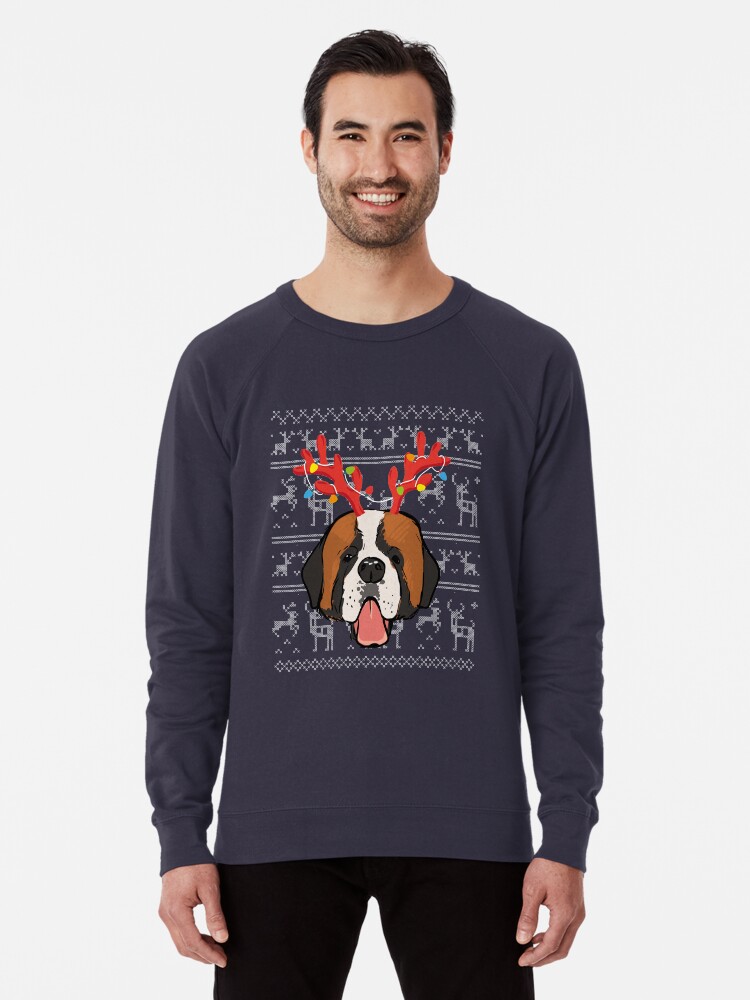 St Bernard Ugly Christmas Sweater Reindeer Xmas