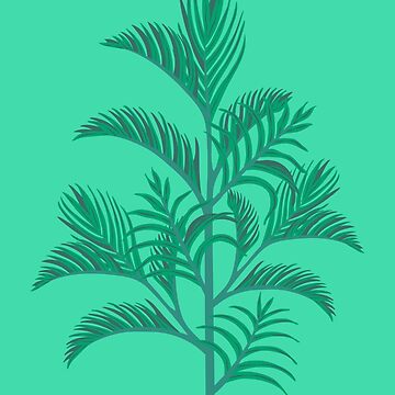 Artwork thumbnail, Vibrant Tropical Ferns - Turquoise by tinytenacious