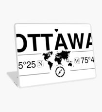 Ottawa Ontario with World Map Coordinates GPS Laptop Skin