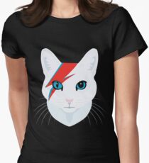 Katze Bowie Tailliertes T-Shirt für Frauen