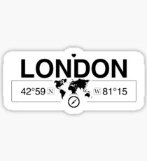 London Ontario with World Map Coordinates GPS Sticker