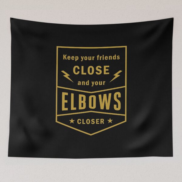 Item preview, Keep Your Friends Close and Your Elbows Closer Jiu-Jitsu (Black and Gold Design) designed and sold by ascdesignstudio.