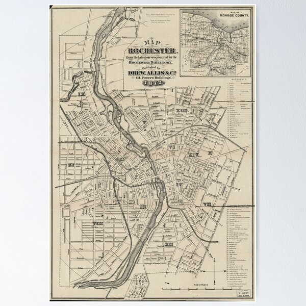 Item preview, Vintage Map of Rochester NY (1872) designed and sold by BravuraMedia.