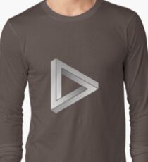 Penrose-Triangle White Long Sleeve T-Shirt