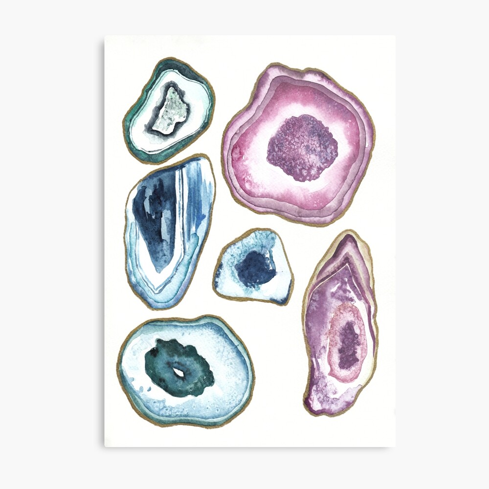 Geode Crystal Watercolour Print" Canvas Print By Elemestudios | Redbubble