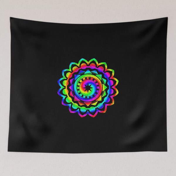 Item preview, Psychedelic Rainbow Mandala or Kaleidoscope in Sixties Hippie Flower Power Colors designed and sold by FELSENSTEIN.