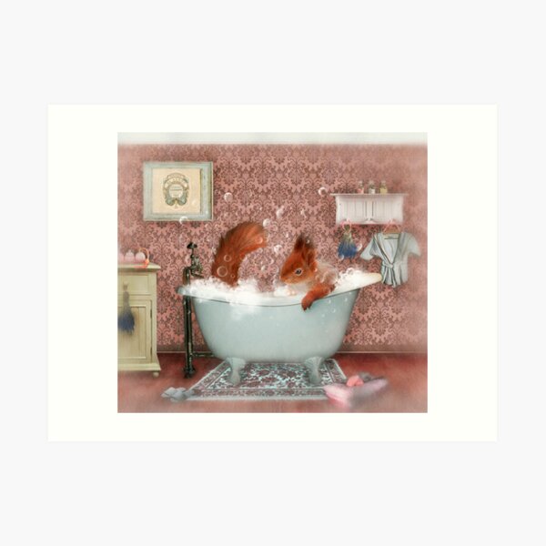 Miss Suzy Takes a Bath Art Print