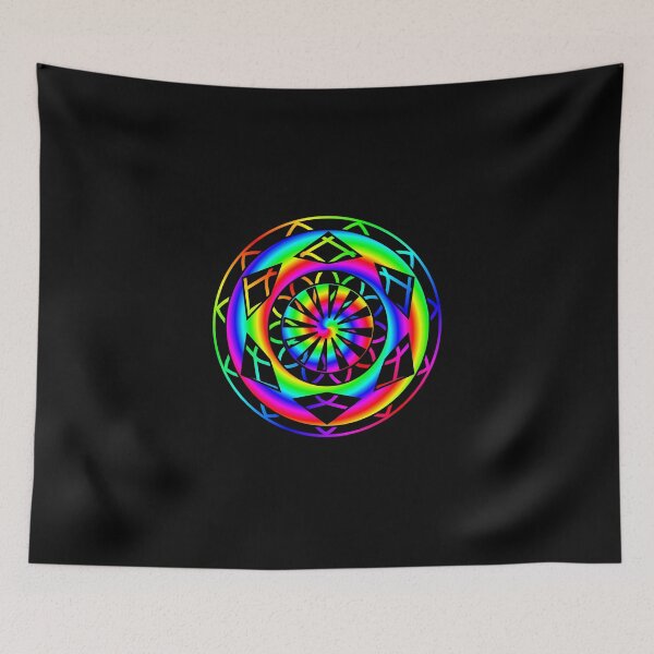 Item preview, Psychedelic Rainbow Mandala or Kaleidoscope in Sixties Hippie Flower Power Colors designed and sold by FELSENSTEIN.