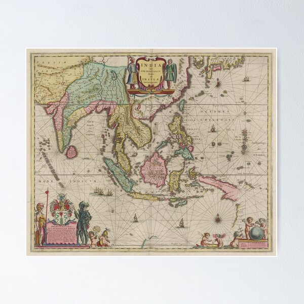 Item preview, Vintage Map of Indonesia (1665) designed and sold by BravuraMedia.