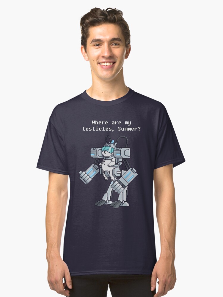 Alternate view of Where Are My Testicles - Mecha Snuffles - Rick and Morty Classic T-Shirt