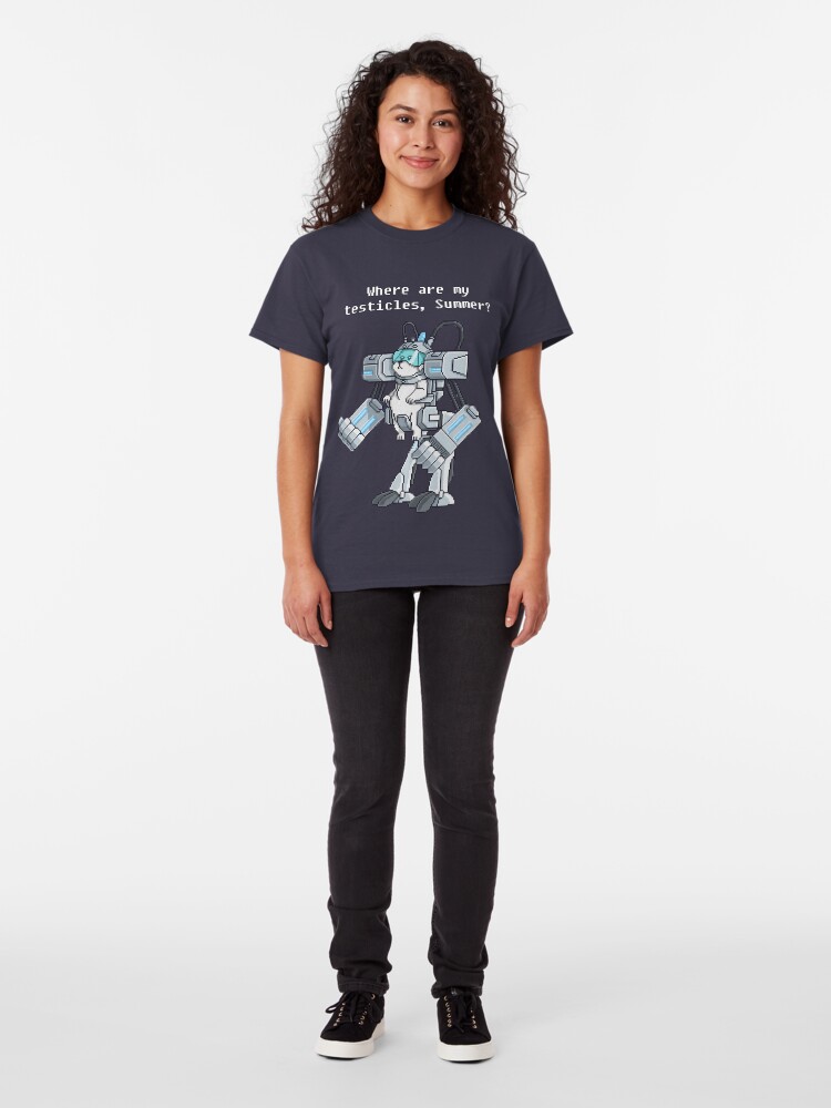 Alternate view of Where Are My Testicles - Mecha Snuffles - Rick and Morty Classic T-Shirt