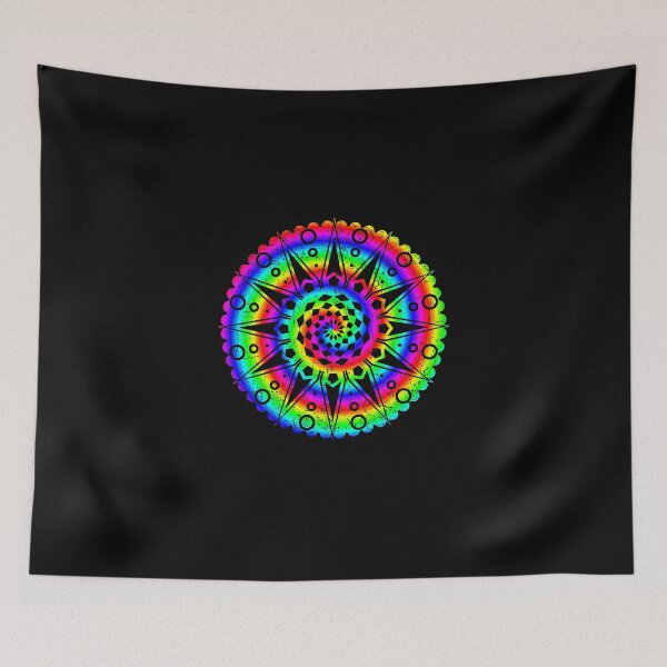 Item preview, Psychedelic Rainbow Mandala or Kaleidoscope in Sixties Hippie Flower Power Colors designed and sold by FELSENSTEIN.