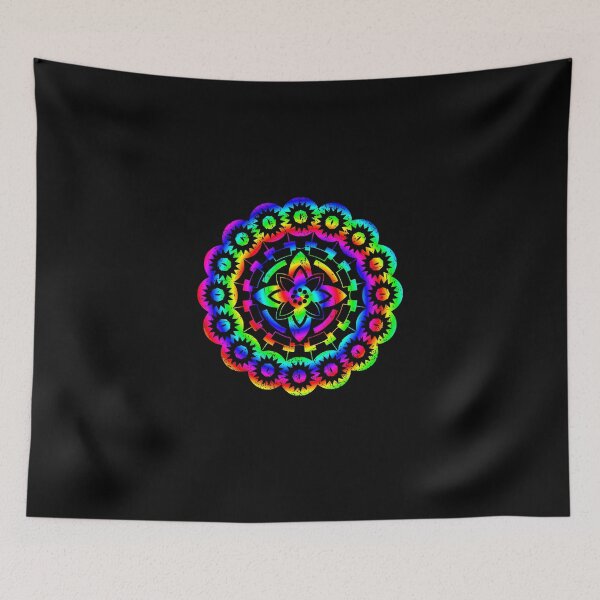 Item preview, Psychedelic Rainbow Mandala or Kaleidoscope in Sixties Hippie Flower Power Colors designed and sold by FELSENSTEIN.