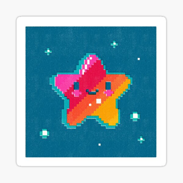 Happy Pixel Star Sticker