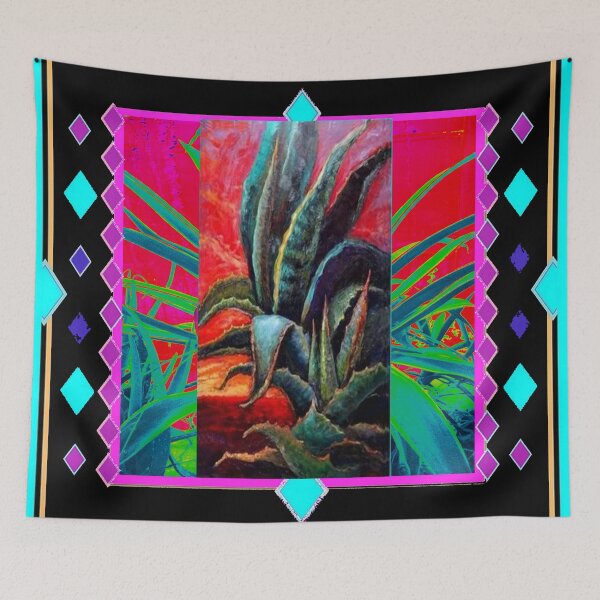 Item preview,   BLACK WESTERN TURQUOISE MODERN ART DESERT AGAVE designed and sold by sharlesart.
