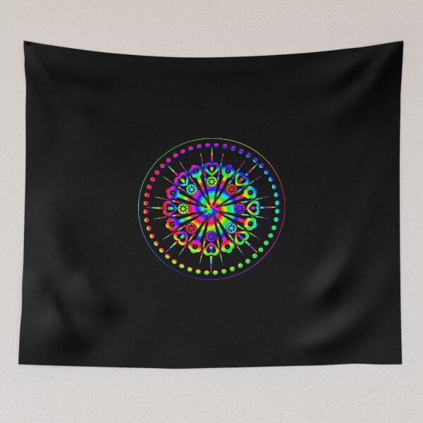 Item preview, Psychedelic Rainbow Mandala or Kaleidoscope in Sixties Hippie Flower Power Colors designed and sold by FELSENSTEIN.