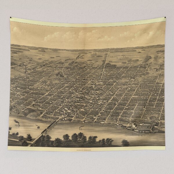 Item preview, Vintage Pictorial Map of Terre Haute IN (1880) designed and sold by BravuraMedia.
