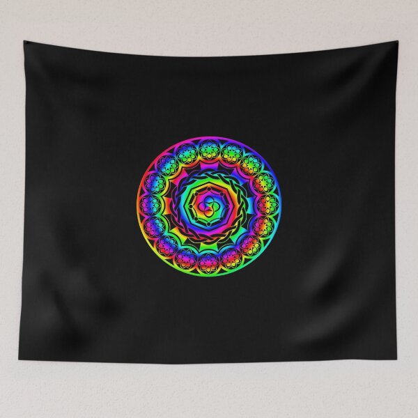 Item preview, Psychedelic Rainbow Mandala or Kaleidoscope in Sixties Hippie Flower Power Colors designed and sold by FELSENSTEIN.