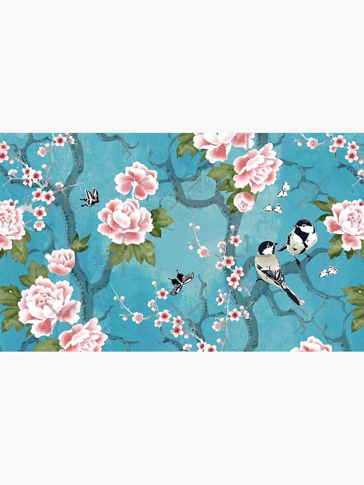 Thumbnail 6 of 6, Coffee Mug, Chinoiserie birds in turquoise blue designed and sold by adenaJ.