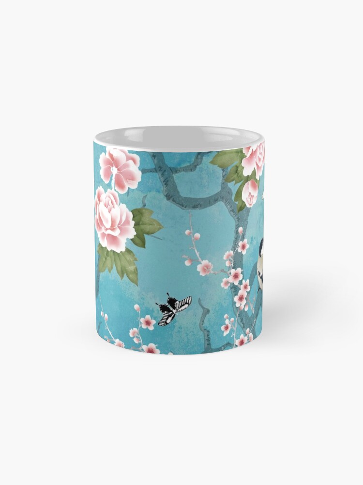 Thumbnail 4 of 6, Coffee Mug, Chinoiserie birds in turquoise blue designed and sold by adenaJ.