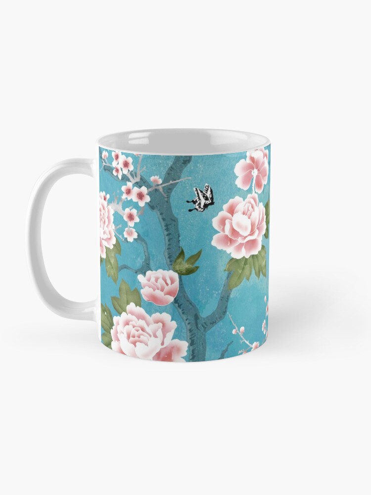 Thumbnail 3 of 6, Coffee Mug, Chinoiserie birds in turquoise blue designed and sold by adenaJ.