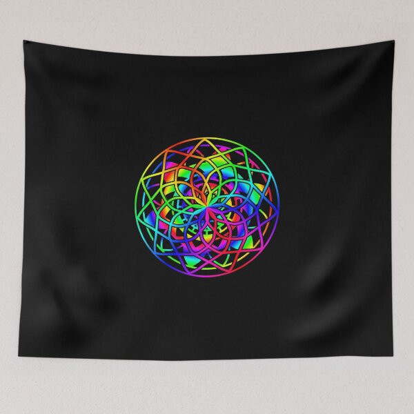 Item preview, Psychedelic Rainbow Mandala or Kaleidoscope in Sixties Hippie Flower Power Colors designed and sold by FELSENSTEIN.