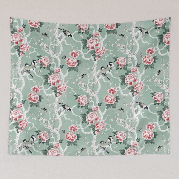 Item preview, Chinoiserie birds in green designed and sold by adenaJ.