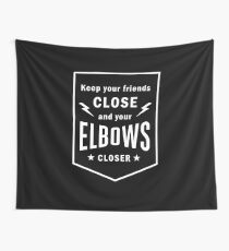Keep Your Friends Close and Your Elbows Closer Jiu-Jitsu Black and White Design Wall Tapestry