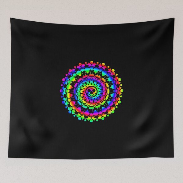 Item preview, Psychedelic Rainbow Mandala or Kaleidoscope in Sixties Hippie Flower Power Colors designed and sold by FELSENSTEIN.