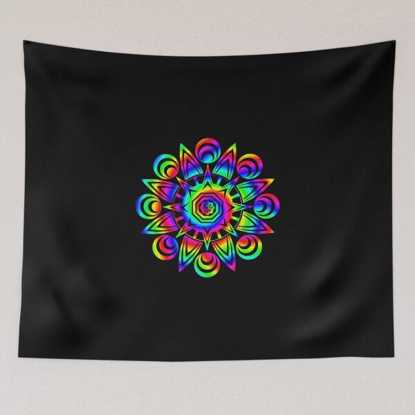 Item preview, Psychedelic Rainbow Mandala or Kaleidoscope in Sixties Hippie Flower Power Colors designed and sold by FELSENSTEIN.