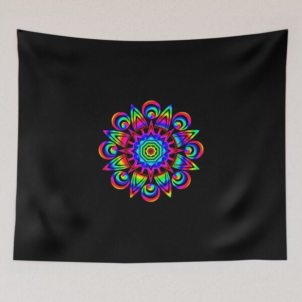 Item preview, Psychedelic Rainbow Mandala or Kaleidoscope in Sixties Hippie Flower Power Colors designed and sold by FELSENSTEIN.