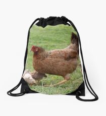 Mother Hen and Chicks Drawstring Bag