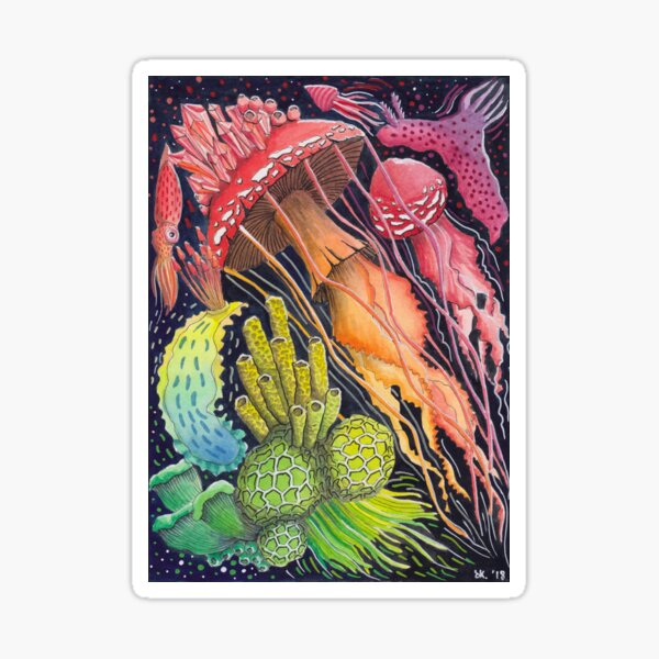 Mushroom Jellyfish - Rainbow Painting Sticker