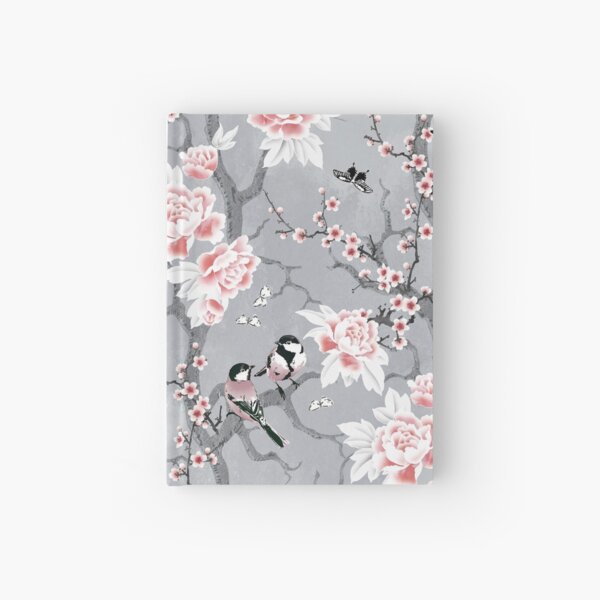 Chinoiserie birds in grey Hardcover Journal