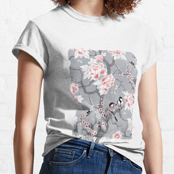 Chinoiserie birds in grey Classic T-Shirt