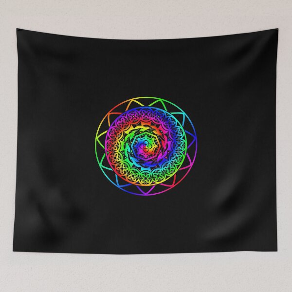 Item preview, Psychedelic Rainbow Mandala or Kaleidoscope in Sixties Hippie Flower Power Colors designed and sold by FELSENSTEIN.