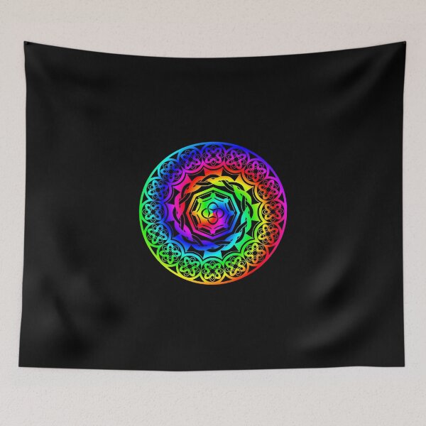 Item preview, Psychedelic Rainbow Mandala or Kaleidoscope in Sixties Hippie Flower Power Colors designed and sold by FELSENSTEIN.