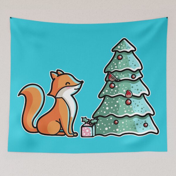 Item preview, Cute Fox And Christmas Tree designed and sold by Flaming Imp.