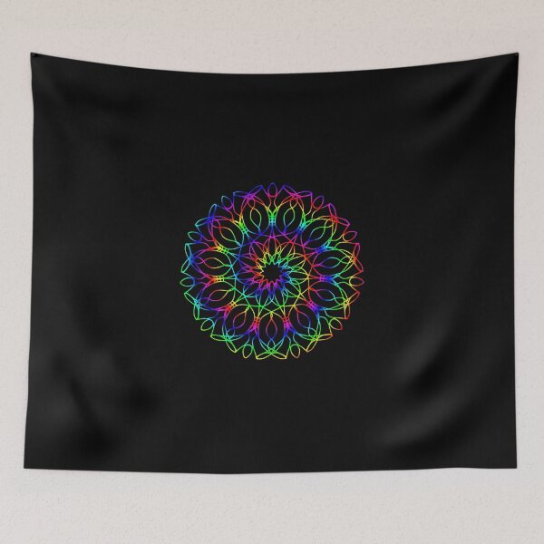 Item preview, Psychedelic Rainbow Mandala or Kaleidoscope in Sixties Hippie Flower Power Colors designed and sold by FELSENSTEIN.