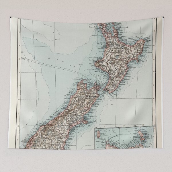 Item preview, Vintage Map of New Zealand (1900) designed and sold by BravuraMedia.
