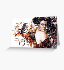 Persephone. Watercolor autumn painting Greeting Card