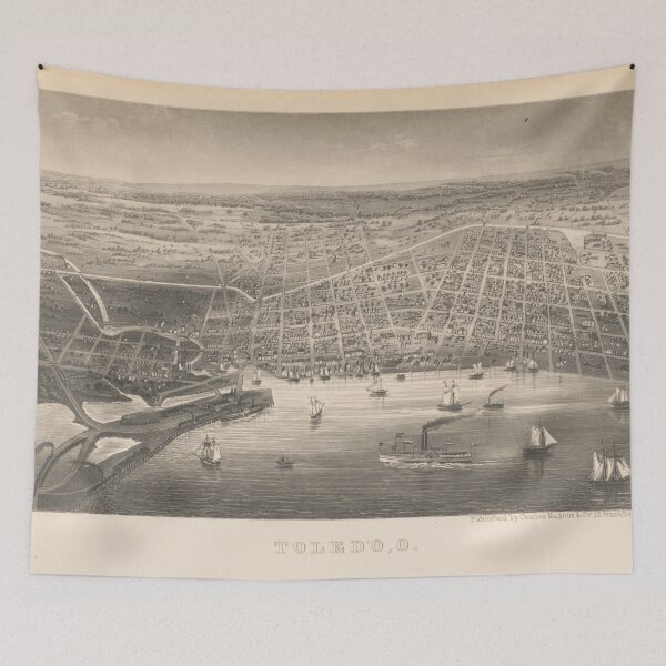 Item preview, Vintage Pictorial Map of Toledo OH (1860) designed and sold by BravuraMedia.