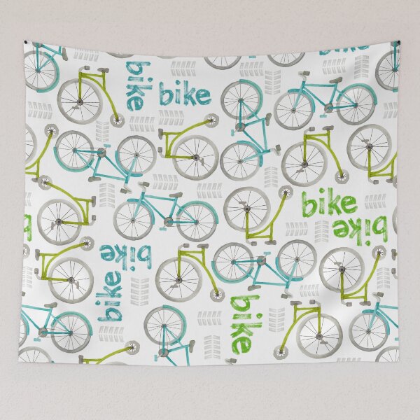 Item preview, Watercolor Blue and Green Bike designed and sold by oppositedge.