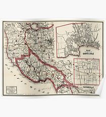 Vintage Map of Santa Cruz County CA (1914) Poster