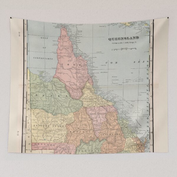 Item preview, Vintage Map of Queensland Australia (1901) designed and sold by BravuraMedia.