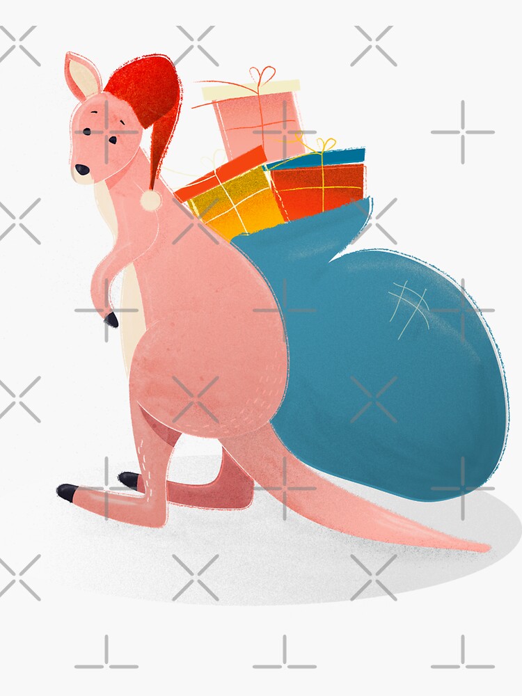 "Festive Santa Kangaroo" Sticker for Sale by ShowMeMars Redbubble