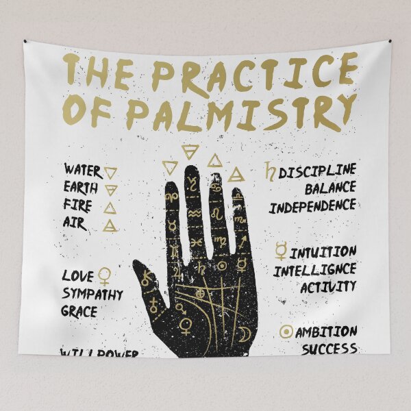 Item preview, Palmistry, chiromancy - black hand on a white textured background. designed and sold by NONUMMYdesign.