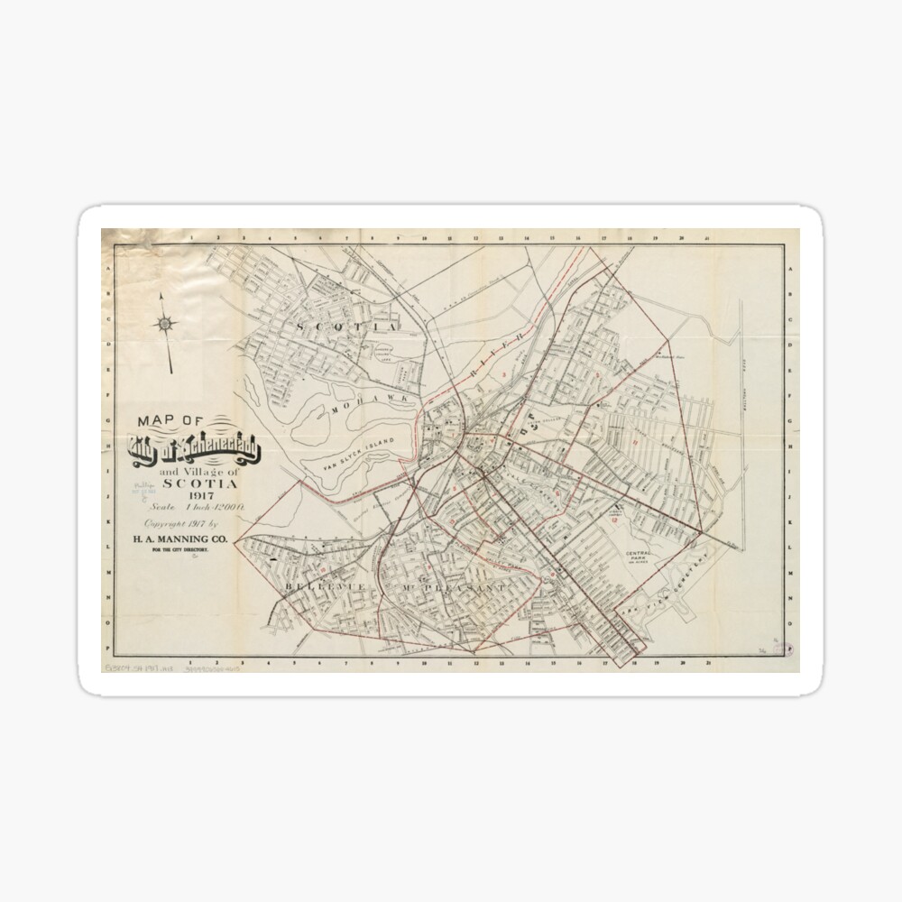 Vintage Map Of Schenectady Ny 1917 Canvas Print By Bravuramedia Redbubble