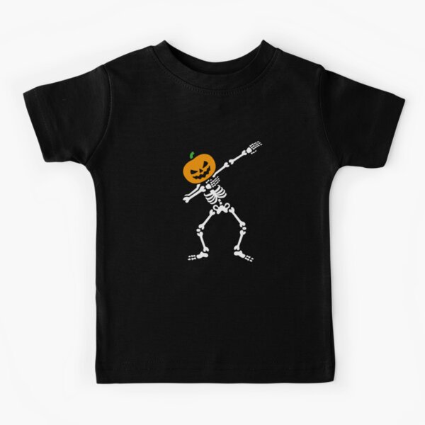 Dabbing Skeleton Dab Pumpkin Head Halloween Kids T Shirt By Laundryfactory Redbubble - halloween shirt pumpkin head roblox